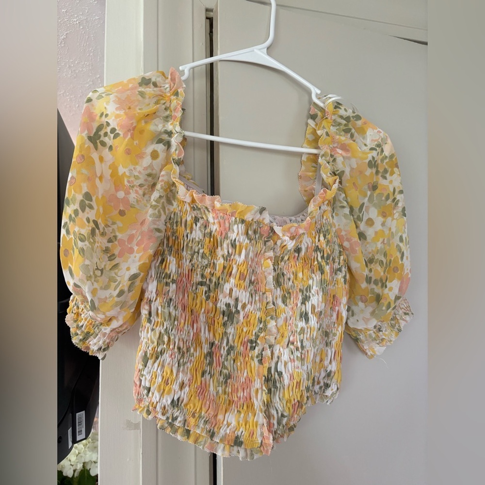 Astr the Label |  Flutter Sleeve Smocked Blouse - Picture 3 of 7